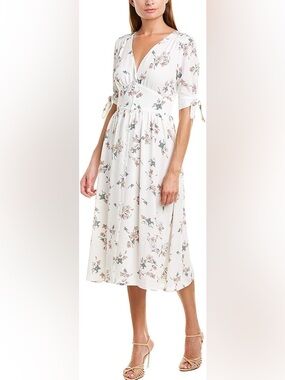 🌸 1.State White Floral Midi Dress
